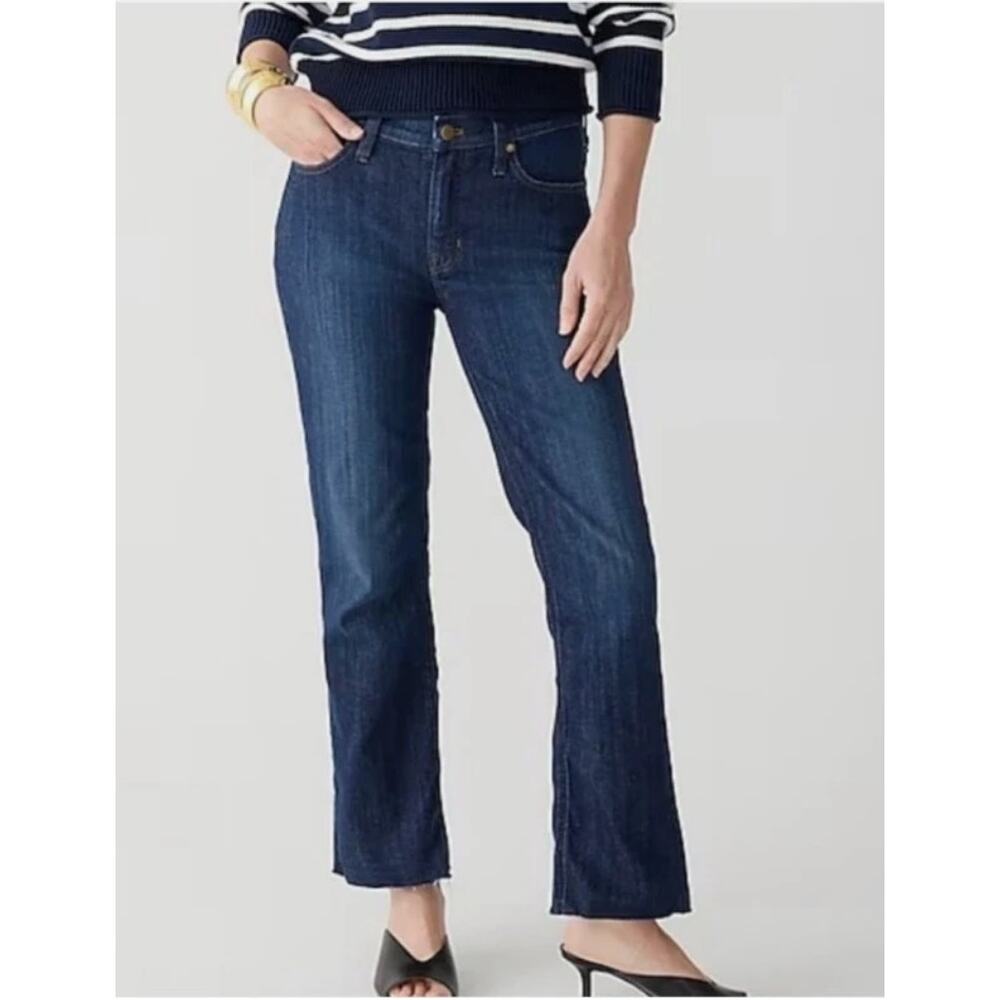j. crew‎ 9" demi-boot crop jean in dark blue worn wash bt563 women size 26
